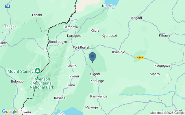 Kaart met locatie Kibale National Park